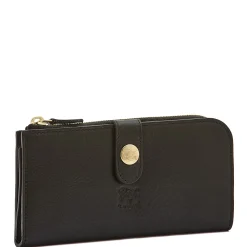 Women's continental wallet in leather color black