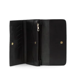 Women's continental wallet in leather color black