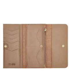 Women's continental wallet in leather color light grey