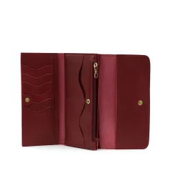 Women's continental wallet in leather color red