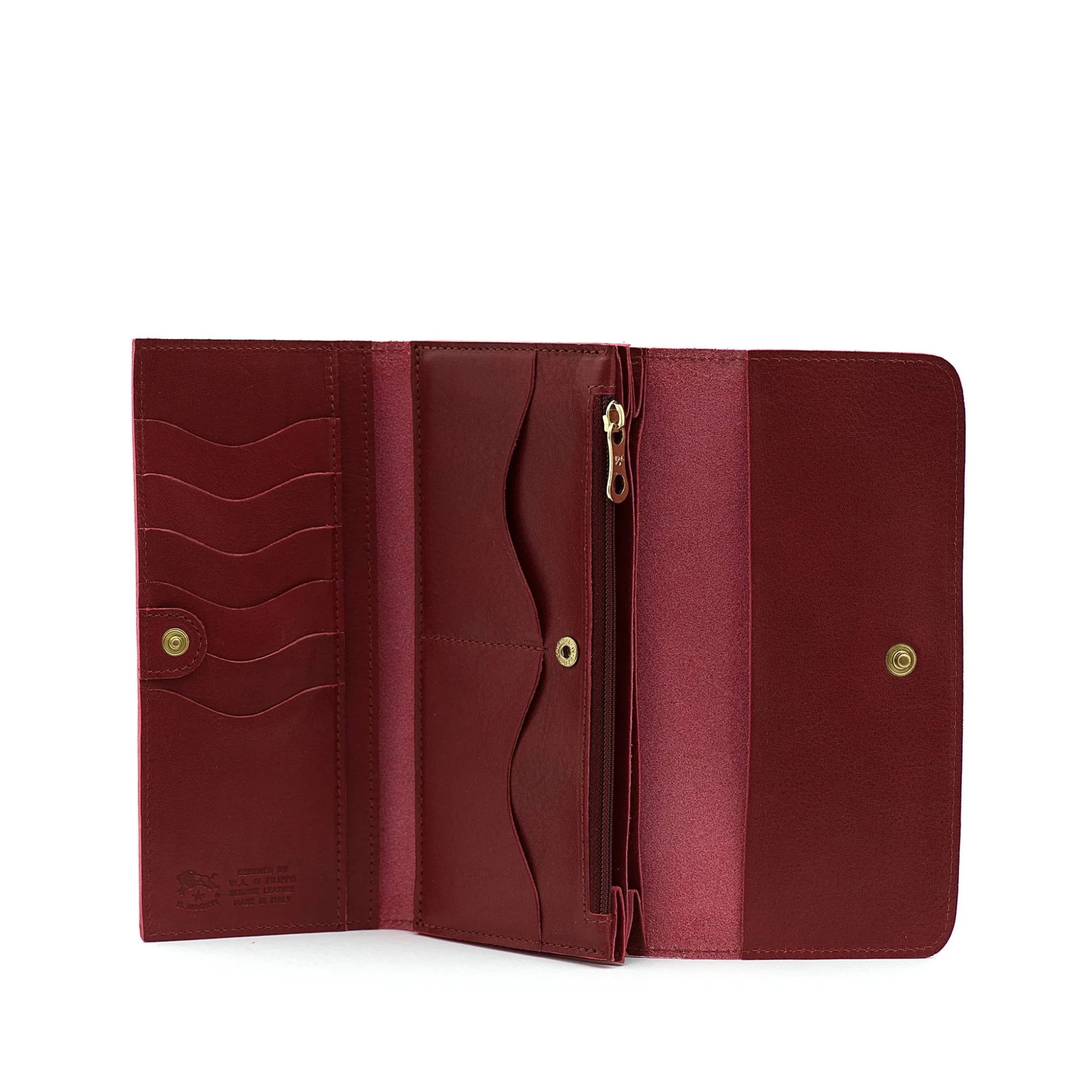 Women's continental wallet in leather color red