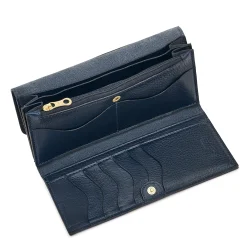 Women's continental wallet in leather color blue