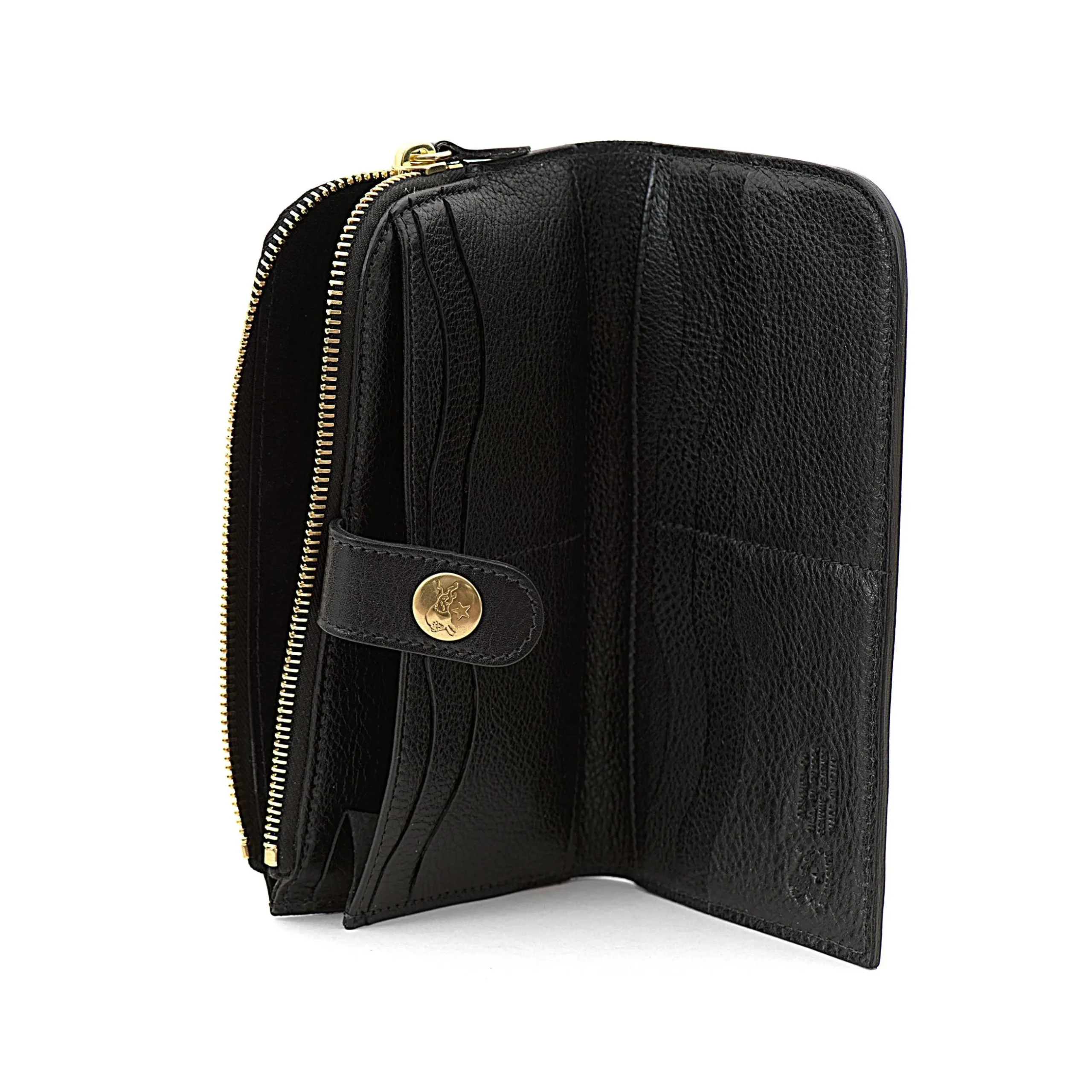 Women's continental wallet in leather color black