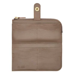 Women's continental wallet in leather color light grey