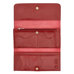 Women's continental wallet in leather color red