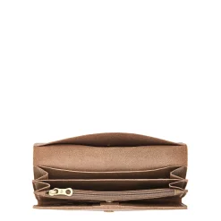 Women's continental wallet in leather color light grey