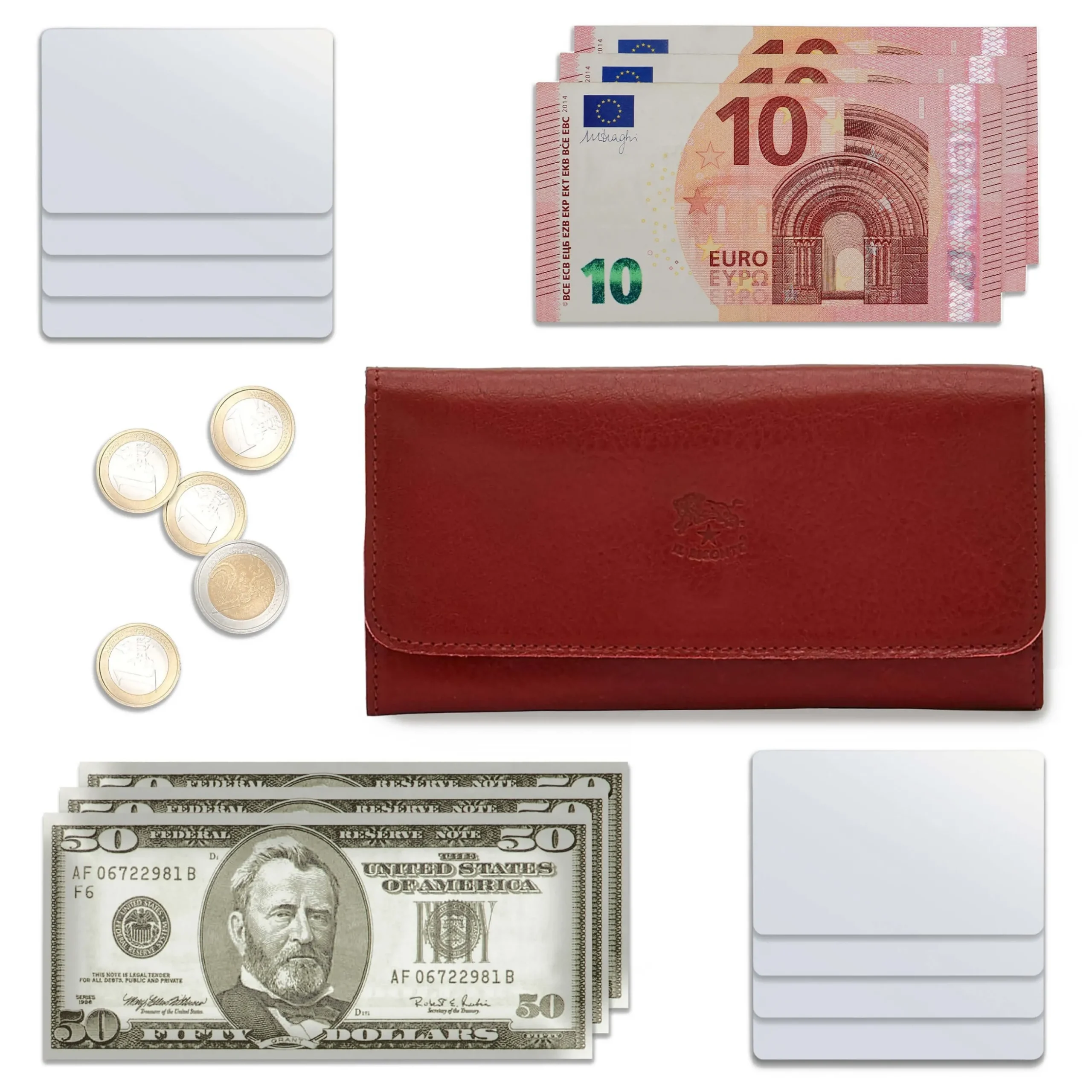 Women's continental wallet in leather color red