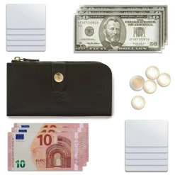 Women's continental wallet in leather color black