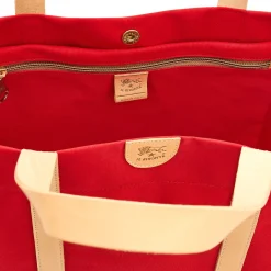 Women's tote bag in fabric color red/natural