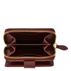 Women's wallet in leather color black cherry