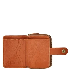 Women's wallet in leather color caramel